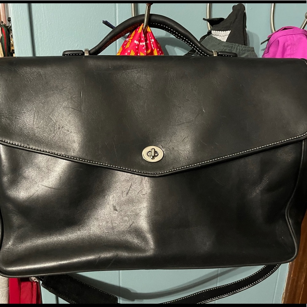 Coach leather briefcase. Perfect for 17” laptop.